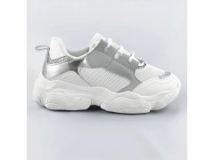 Bílo-šedé dámské šněrovací tenisky "sneakers" (172)