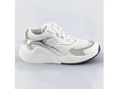 Bílé šněrovací sneakersy s&nbsp;barevnými vsadkami (6346)