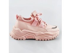 Růžové šněrovací sneakersy na platformě (RA5)