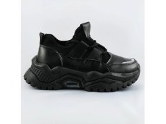Černé šněrovací sneakersy na platformě (RA5)