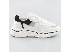 Bílo-černé dámské sneakersy s&nbsp;brokátovými vsadkami (LU-2)
