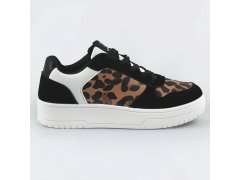 Černé dámské tenisky sneakers s&nbsp;panteřím vzorem (6363)