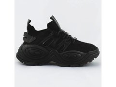 Černé dámské textilní tenisky sneakers (RA16)