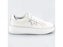 Bílo-stříbrné šněrovací tenisky sneakers s hvězdičkou (BB126L)