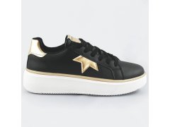 Černo-zlaté šněrovací tenisky sneakers s hvězdičkou (BB126A)