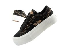 Lee cooper dámská sportovní obuv na platformě černá se zlatými dámskými teniskami