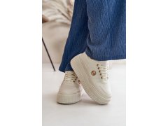 Sneakersy sportovní boty dámské zateplené na masivní podešvi béžové Verissha