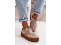 Zazoo n1068s4 dámské semišové sneakersy na platformě leopardí Růžové