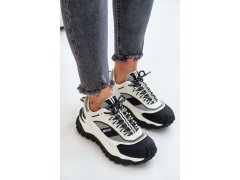 Kožené dámské sneakersy na platformě big star oo274a220 hi-poly system Bílá-Černá