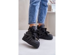Kožené dámské sneakersy na masivní platformě chebello 4561 Černé