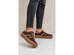 Zazoo n1176 semišové sneakersy na platformě leopardí Čokoládové