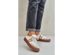 Zazoo n1068s6 kožené nízké sneakersy dámské na platformě Béžové