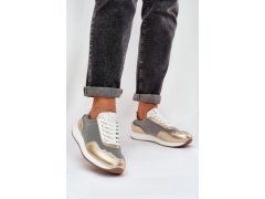 Kožené sportovní boty sneakers dámské d&a lr51-847 Zlaté