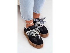 Dámské sneakersy na platformě s ozdobami černé Vinness