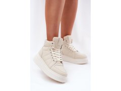 Vysoké dámské sneakers na platformě béžové Tillive