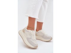 Zateplené dámské sneakersy na platformě big star ss274008 hi-poly system světle béžové