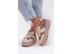 Semišové zateplené dámské tenisky na masivní platformě vinceza 66841 leopardo béžové