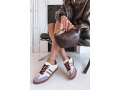 Kožené síťované dámské tenisky zazoo n1318 bílo-fialové