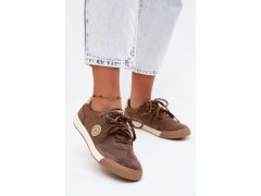 Kožené semišové dámské tenisky big star uu274002 Hnědé