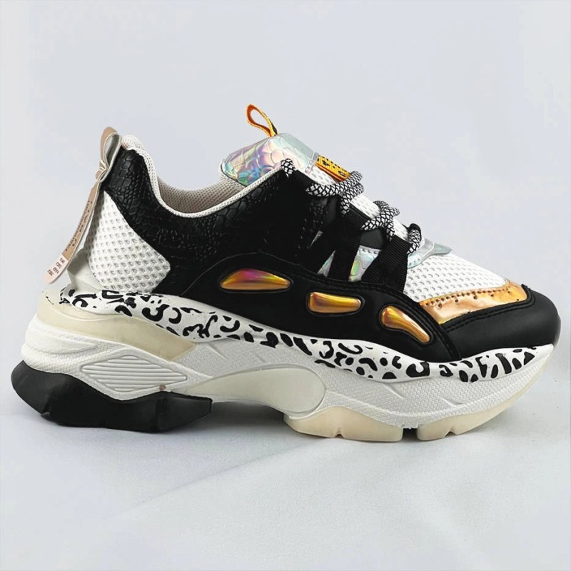 Černé dámské sneakersy s&nbsp;panteřím vzorem (BX1827-SP) - Dámské boty Ženytenisky