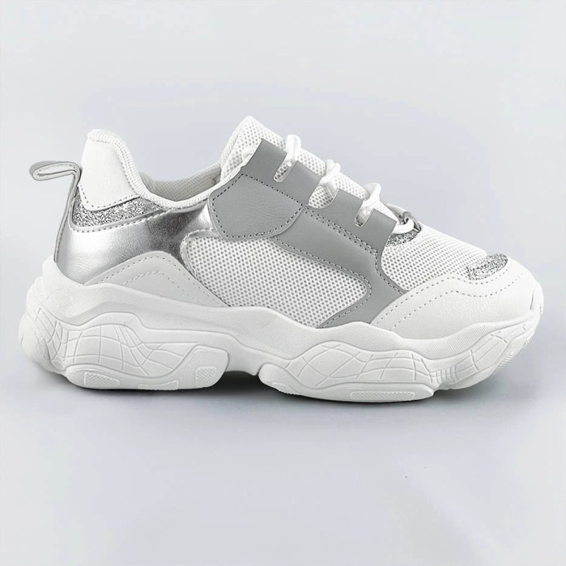 Bílo-šedé dámské šněrovací tenisky "sneakers" (172) - Dámské boty Ženytenisky