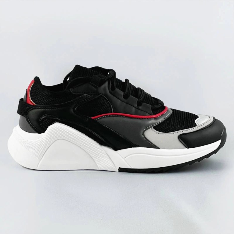 Černé šněrovací sneakersy s&nbsp;barevnými vsadkami (6346)