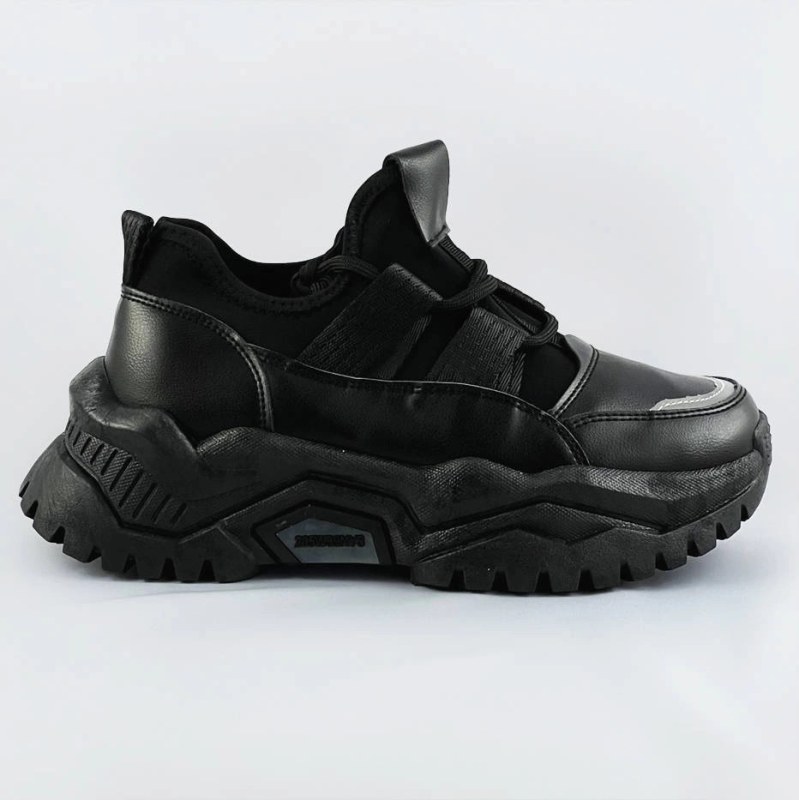 Černé šněrovací sneakersy na platformě (RA5)