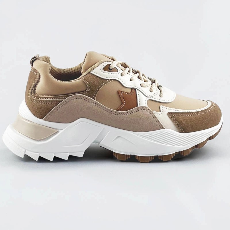 Sneakersy v khaki barvě z různých spojených materiálů (1109)