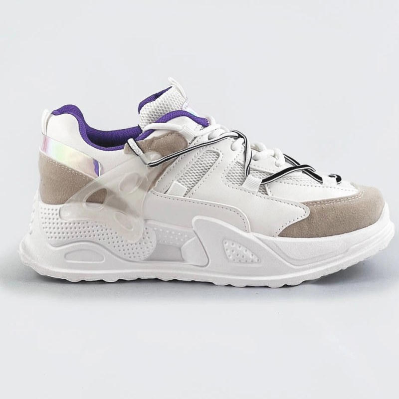 Bílé dámské sneakersy se dvojitými tkaničkami (7001) - Dámské boty Ženytenisky