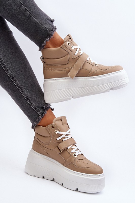 Zazoo 3450 dámské kožené tenisky Beige