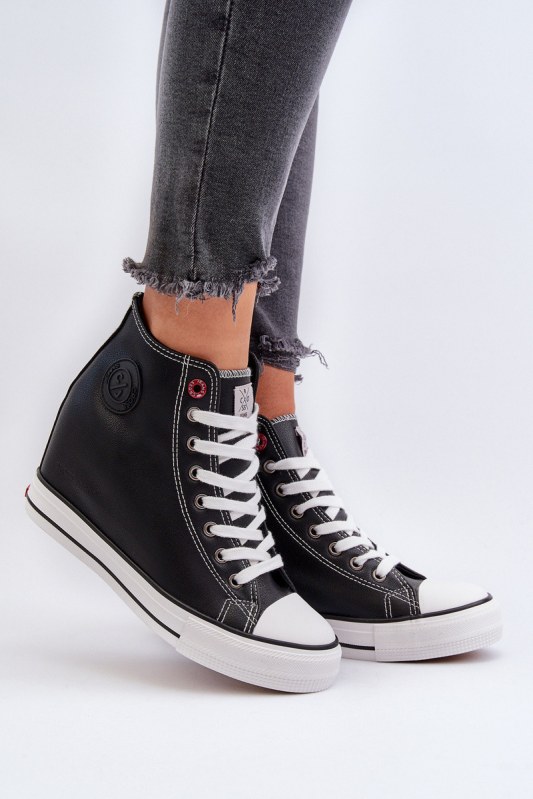 Dámské tenisky na podpatku cross jeans nn2r4005 Černé