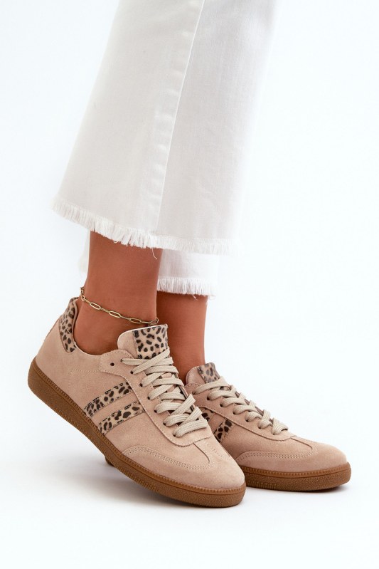 Zazoo n1068 semišové nízké dámské tenisky Beige