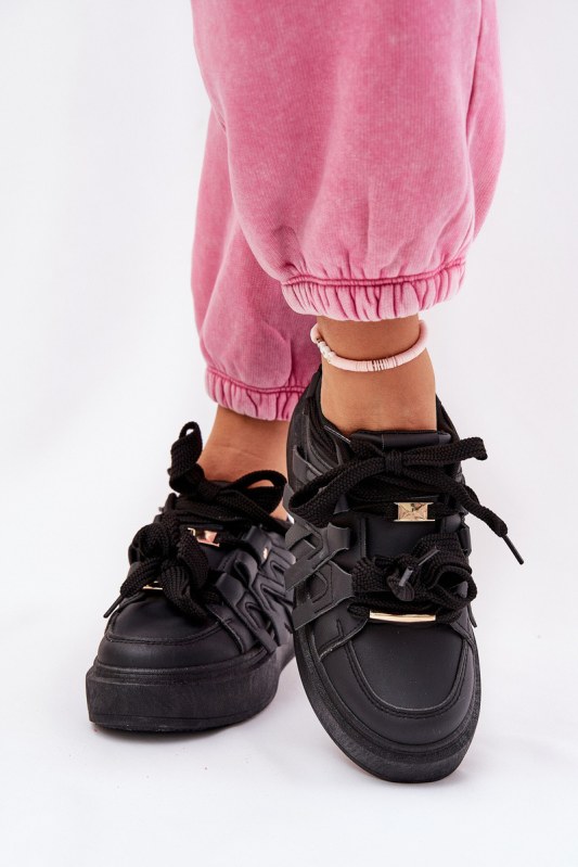 Ekokožené sneakersy na platformě černé Penolle