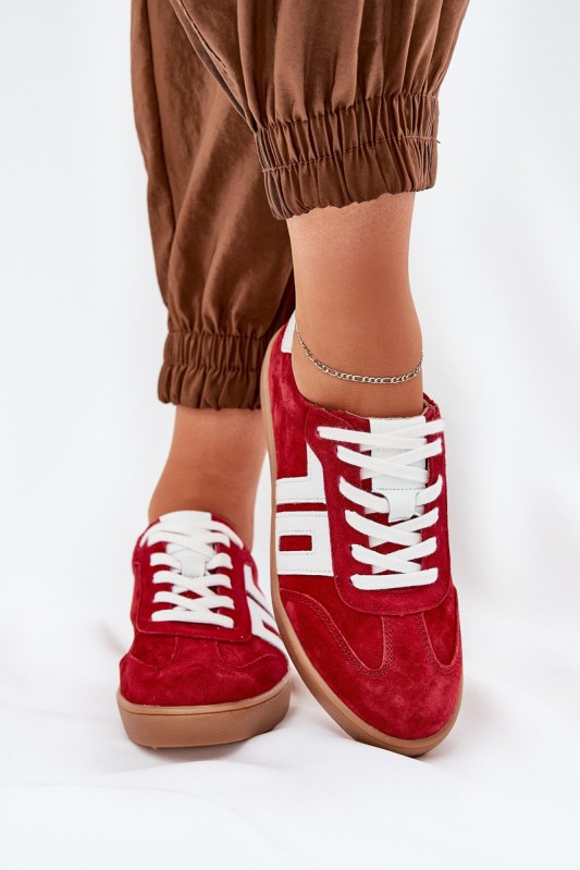 Sneakersy sportovní boty semišové červené vinceza 79517 - Dámské boty Ženytenisky