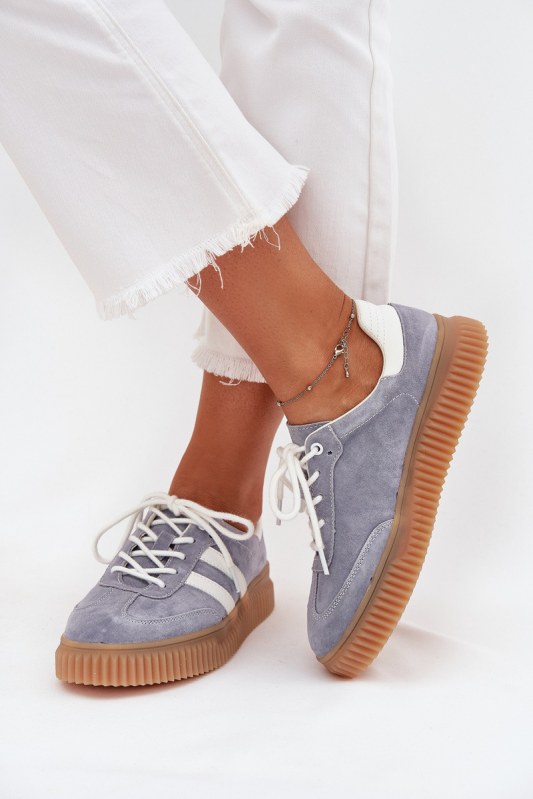Semišové dámské sneakersy na platformě modré Marisae