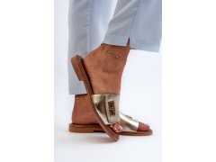 Zazoo 40384 elegantní dámské kožené žabky Zlaté