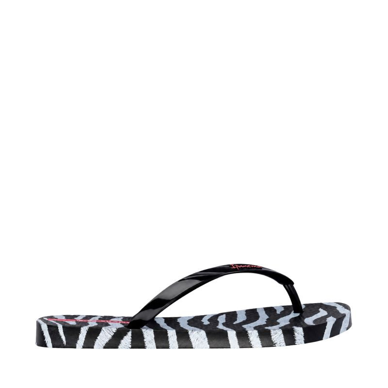 Dámské žabky ipanema animal print, černé a šedé, 83846-BP655