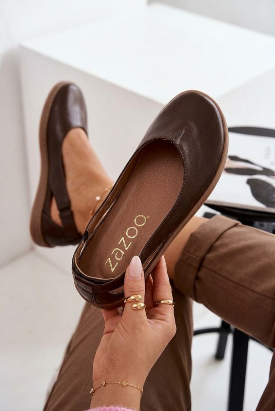Kožené baleríny barefoot zazoo 10217 Čokoládové