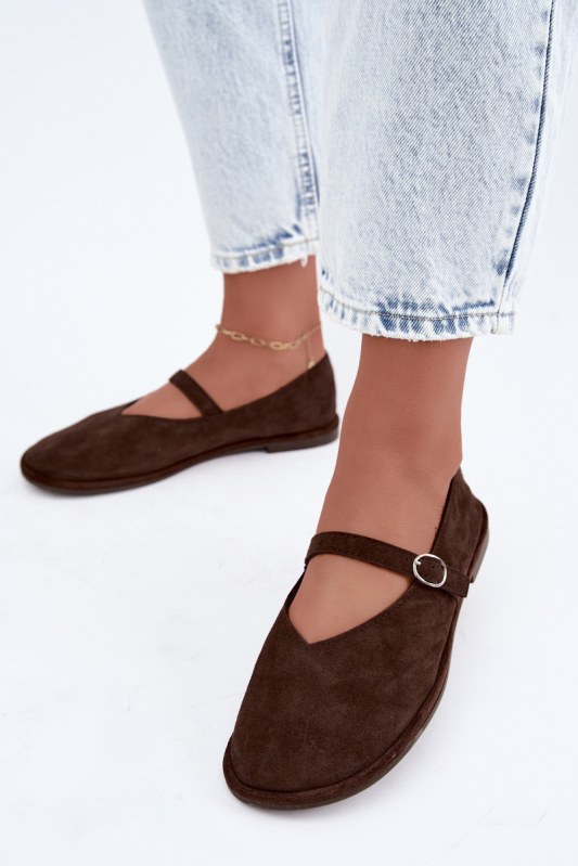 Dámské barefoot baleríny s páskem čokoládové Rhoselle