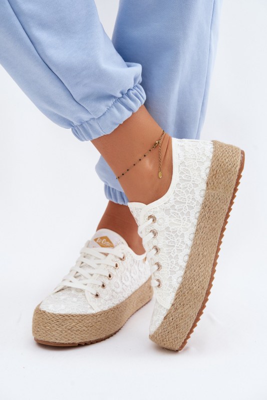 Krajkové tenisky espadrilky lcw-26-31-4326 bílé - lee Cooper
