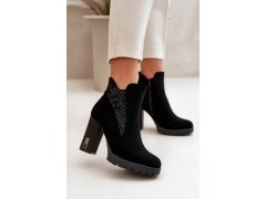 Boty na podpatku ns329p černé - step in style