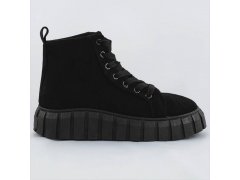 Černé šněrovací boty z imitace semiše (XA057)