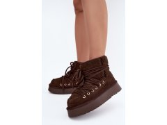 Kožené semišové zimní boty s kožešinou d&a gr62-6021 Hnědé