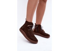 Dámské barefoot kotníkové boty z nubukové kůže s korálky zazoo 30078 hnědé