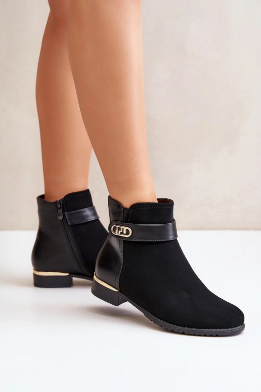 Dámské kotníčkové boty k-99213 černé - step in style - kotníkové