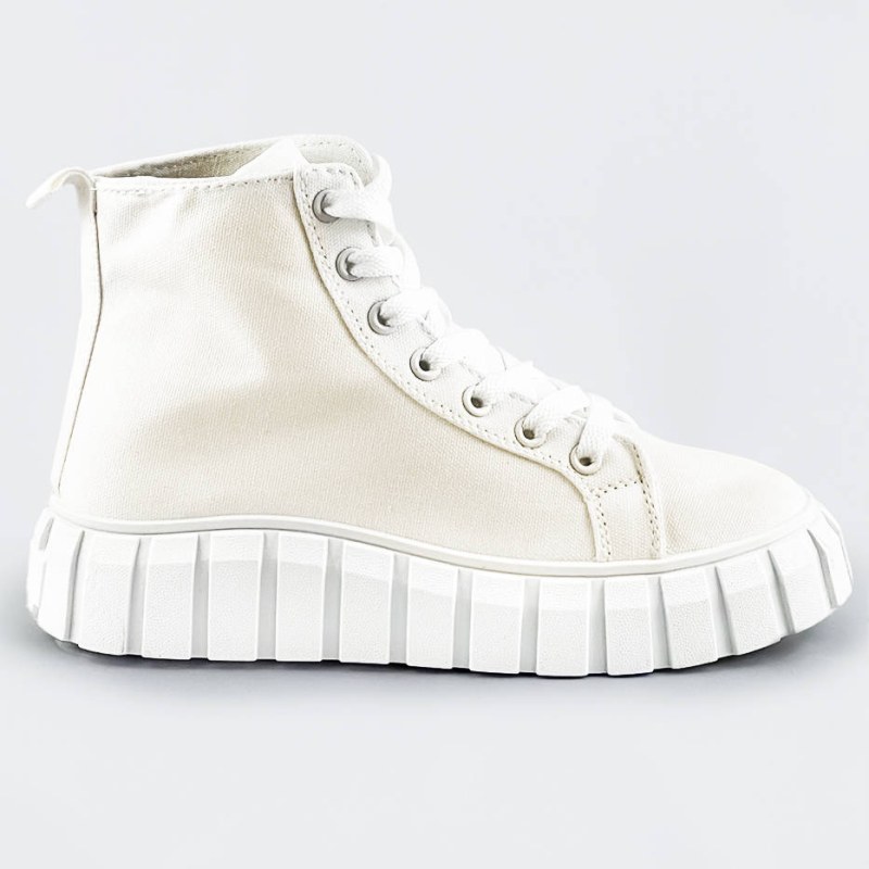 Bílé šněrovací boty (XA060) - Dámské boty kotníkové
