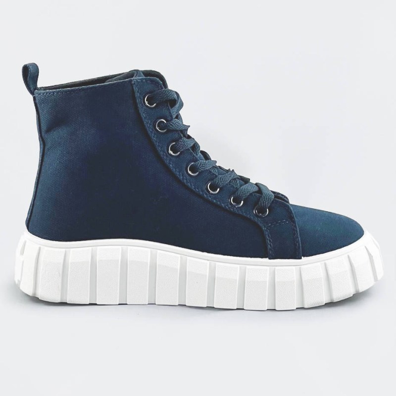 Tmavě modré šněrovací boty (XA060) - Dámské boty kotníkové