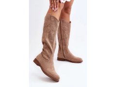 Ažurové kozačky hy66-132 hnědé - step in style
