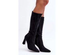 Kozačky na podpatku 9550 černé - step in style
