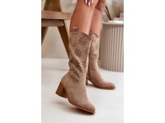 Ažurové kozačky rmr2337 hnědé - step in style